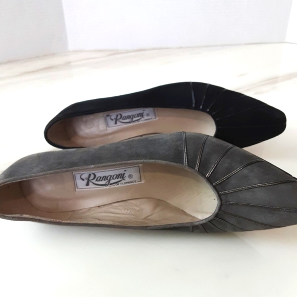 2 PAIR BUNDLE RANGONI OF FLORENCE SUEDE PUMPS GRAY AND BLACK SZ 5.5B - Picture 11 of 11